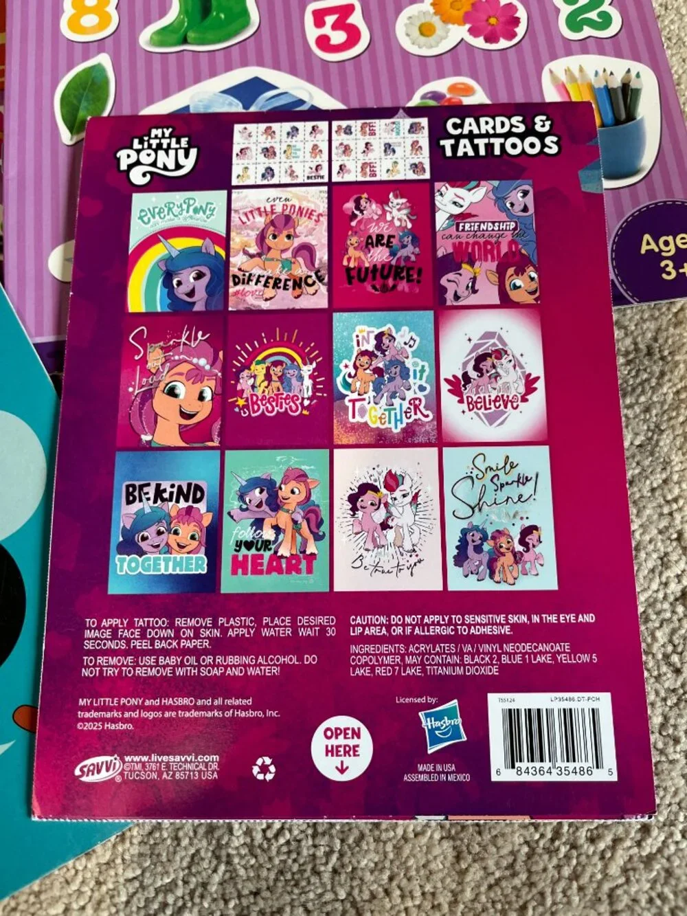 Kids Activity Books - Stickers and My Little Pony Tattoos‎ Set (NEW)